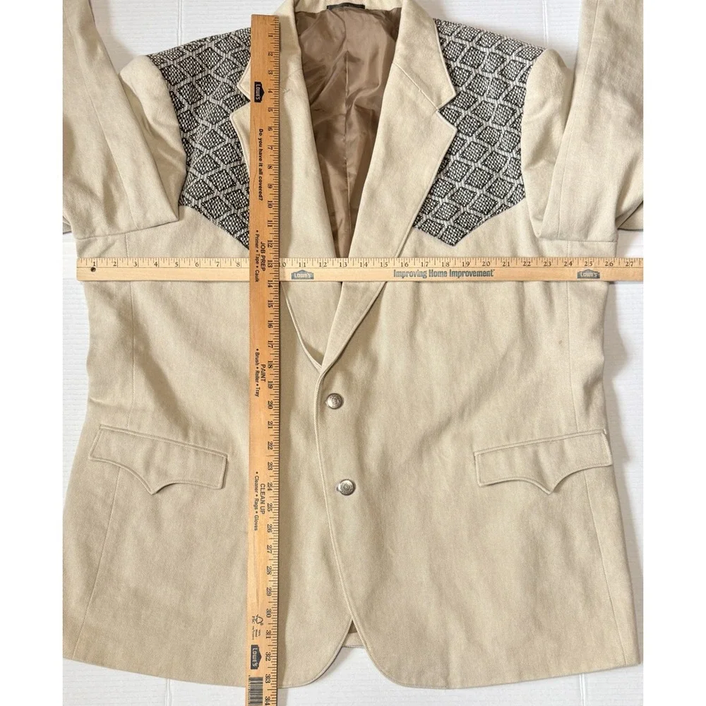 CIRCLE S - Men's VTG Western Canvas Blazer Sport Coat - Embroidered Yoke  - 54L‎
